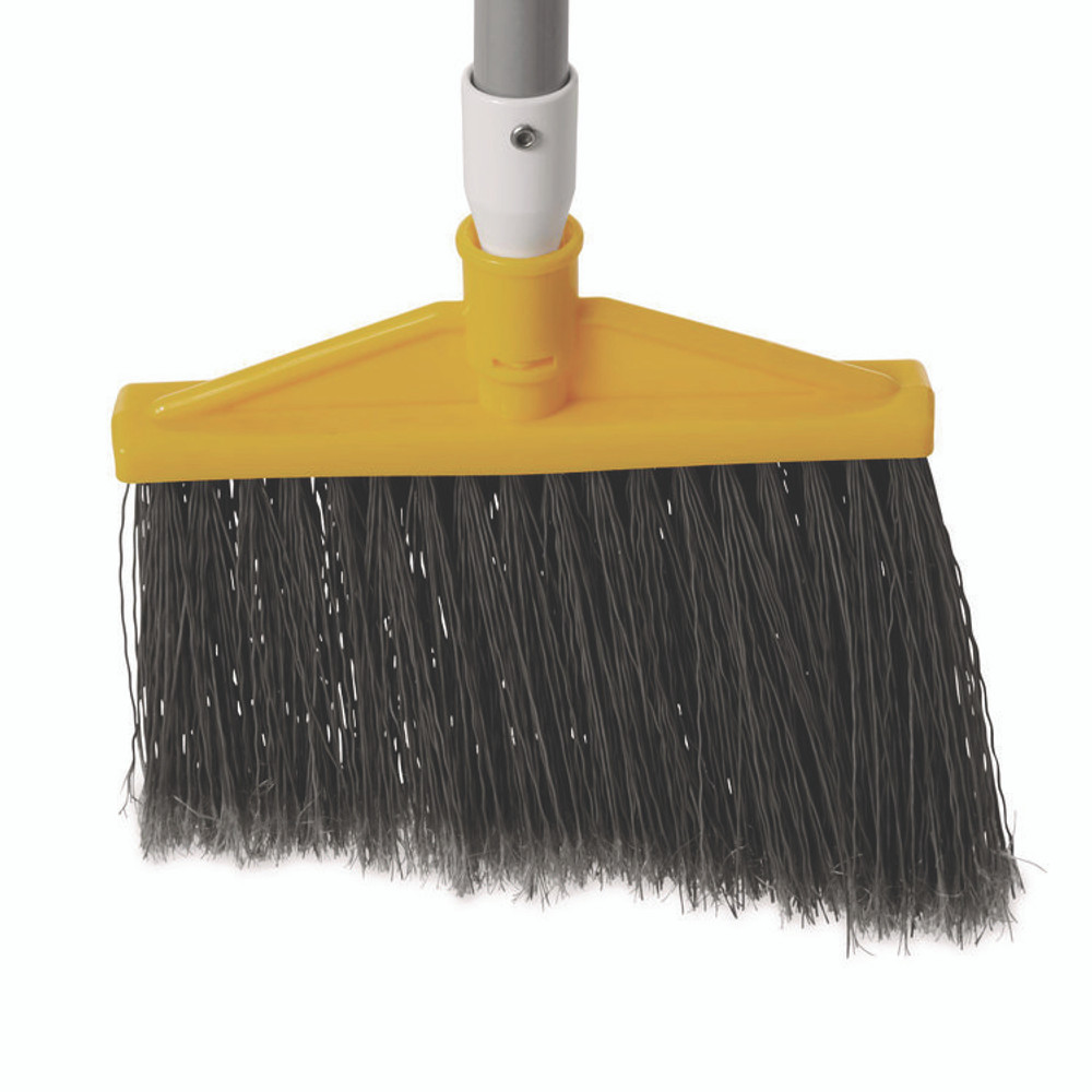 RUBBERMAID COMMERCIAL PROD. 638906BLACT Jumbo Smooth Sweep Angled Broom, 46" Handle, Black/Yellow, 6/Carton