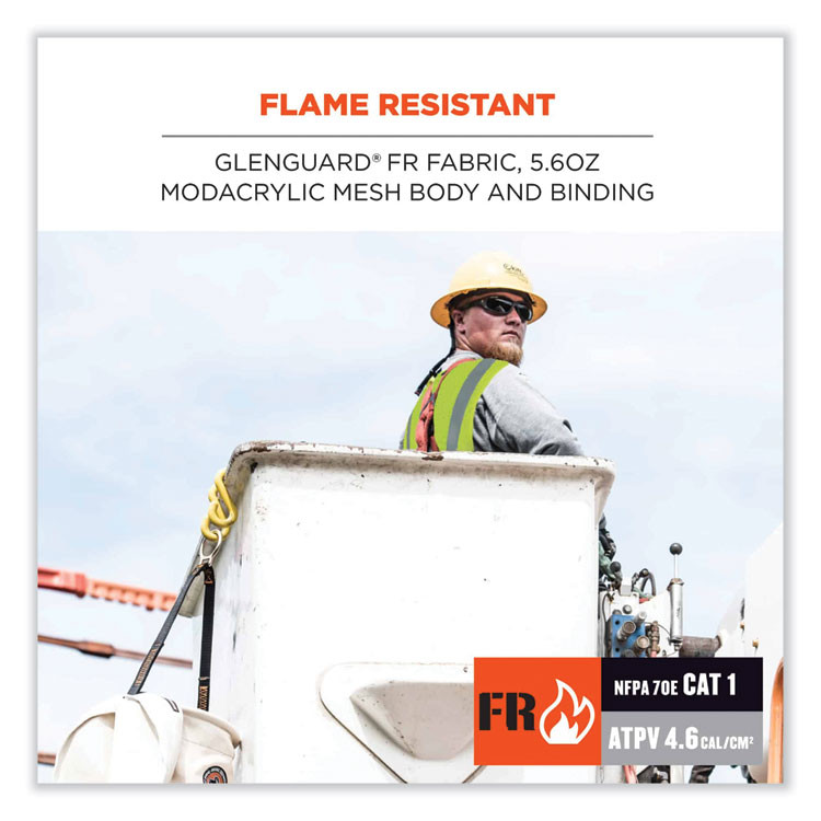 TENACIOUS HOLDINGS, INC. ergodyne® 21499 GloWear 8260FRHL Class 2 FR Safety Hook and Loop Vest, Modacrylic/Kevlar, 4X-Large/5X-Large, Lime