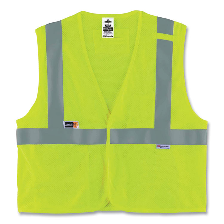 TENACIOUS HOLDINGS, INC. ergodyne® 21499 GloWear 8260FRHL Class 2 FR Safety Hook and Loop Vest, Modacrylic/Kevlar, 4X-Large/5X-Large, Lime