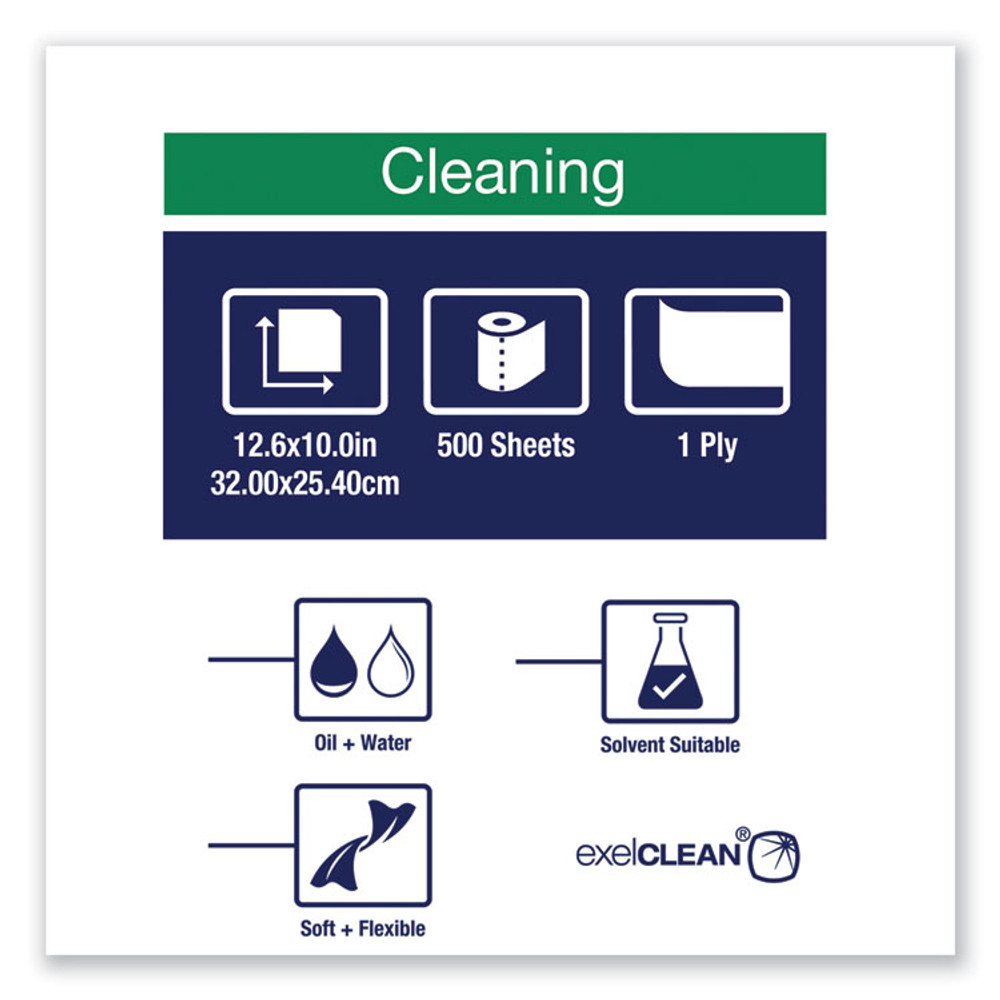SCA TISSUE Tork® 520337 Industrial Cleaning Cloths, 1-Ply, 12.6 x 10, Gray, 500 Wipes/Roll