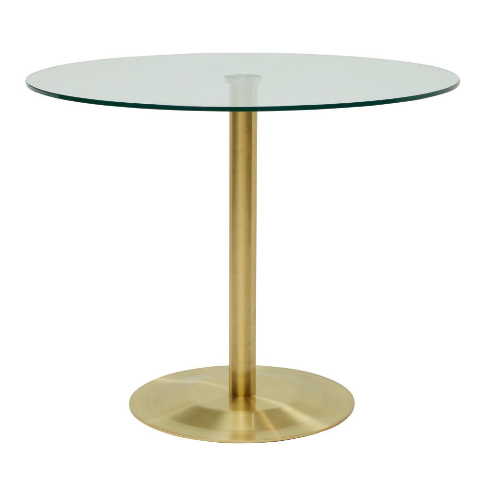 EURO STYLE, INC. 38449MBG-KIT Eurostyle Ava Bistro Table, 28-2/5inH x 36inW x 36inD, Clear/Brushed Gold