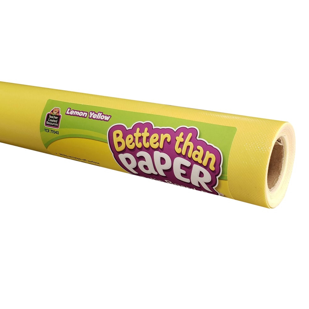 ARTHUR SCHUMAN INC. Teacher Created Resources TCR32350  Better Than Paper Bulletin Board Paper Rolls, 4ft x 12ft, Lemon Yellow, Pack Of 4 Rolls