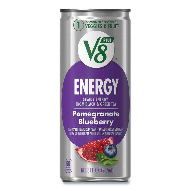 CAMPBELL'S 35100014 V8 Plus ENERGY, Pomegranate Blueberry, 8 oz Can, 24/Carton