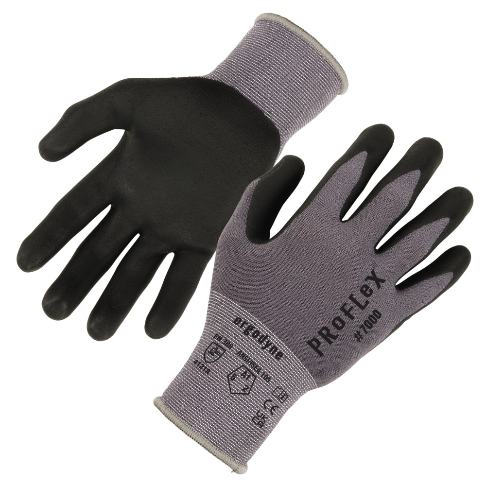 ERGODYNE CORPORATION 10372 Ergodyne Proflex 7070 Nitrile-Coated Cut-Resistant Gloves, Gray, Small