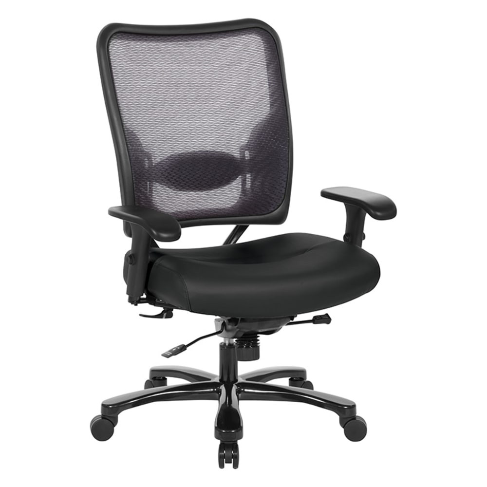 OFFICE STAR PRODUCTS 75-7A773-R107 Office Star 75 Series Big & Tall Ergonomic Double AirGrid Back And Custom Fabric Seat Chair, Black