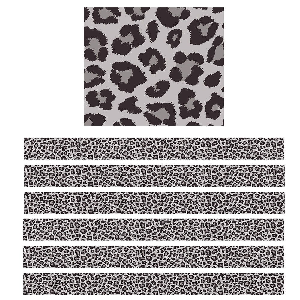 EDUCATORS RESOURCE TCR3940-6 Teacher Created Resources Border Trim, Gray Leopard, 35', Set Of 6 Packs