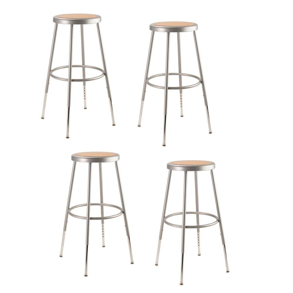 OKLAHOMA SOUND CORPORATION 6224H/4 National Public Seating Adjustable Hardboard Stools, 25 - 32 1/2inH, Gray, Set of 4