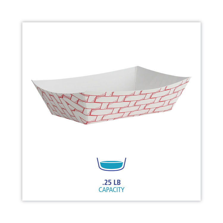 BOARDWALK 30LAG025 Paper Food Baskets, 0.25 lb Capacity, 2.69 x 4 x 1.05, Red/White, 1,000/Carton