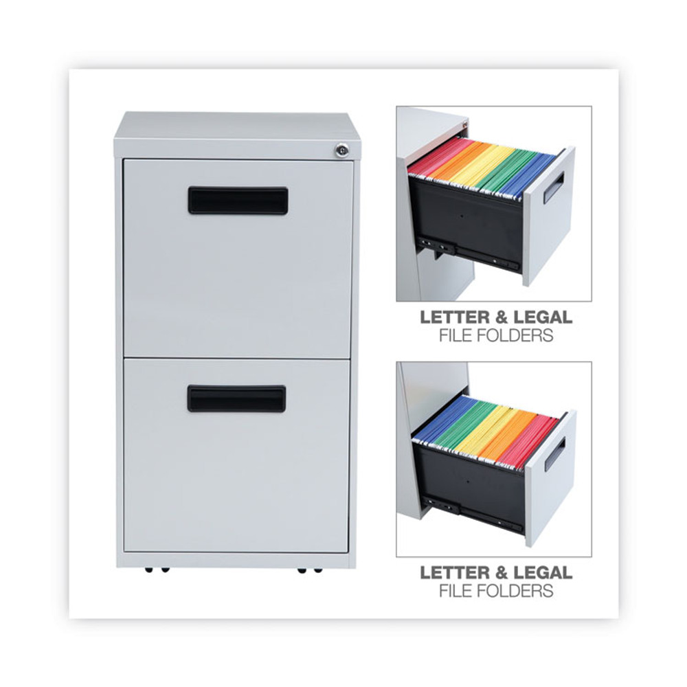 ALERA PAFFLG File Pedestal, Left or Right, 2 Legal/Letter-Size File Drawers, Light Gray, 14.96" x 19.29" x 27.75"