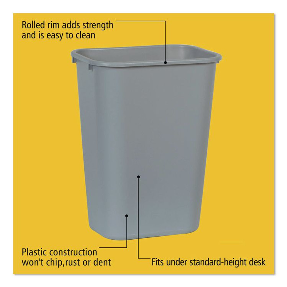 RUBBERMAID COMMERCIAL PROD. 295700GY Deskside Plastic Wastebasket, 10.25 gal, Plastic, Gray