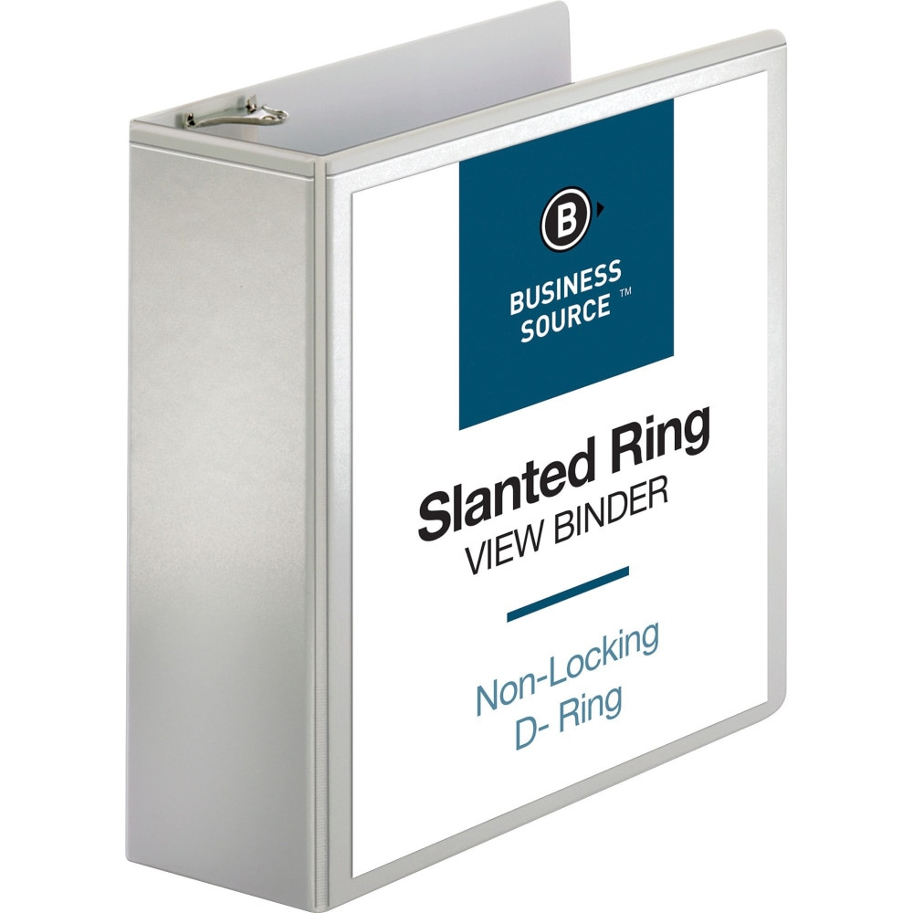 SP RICHARDS 28444 Business Source Basic D-Ring White View Binders - 4in Binder Capacity - D-Ring Fastener(s) - Polypropylene - White - 1.75 lb - 1 / Each