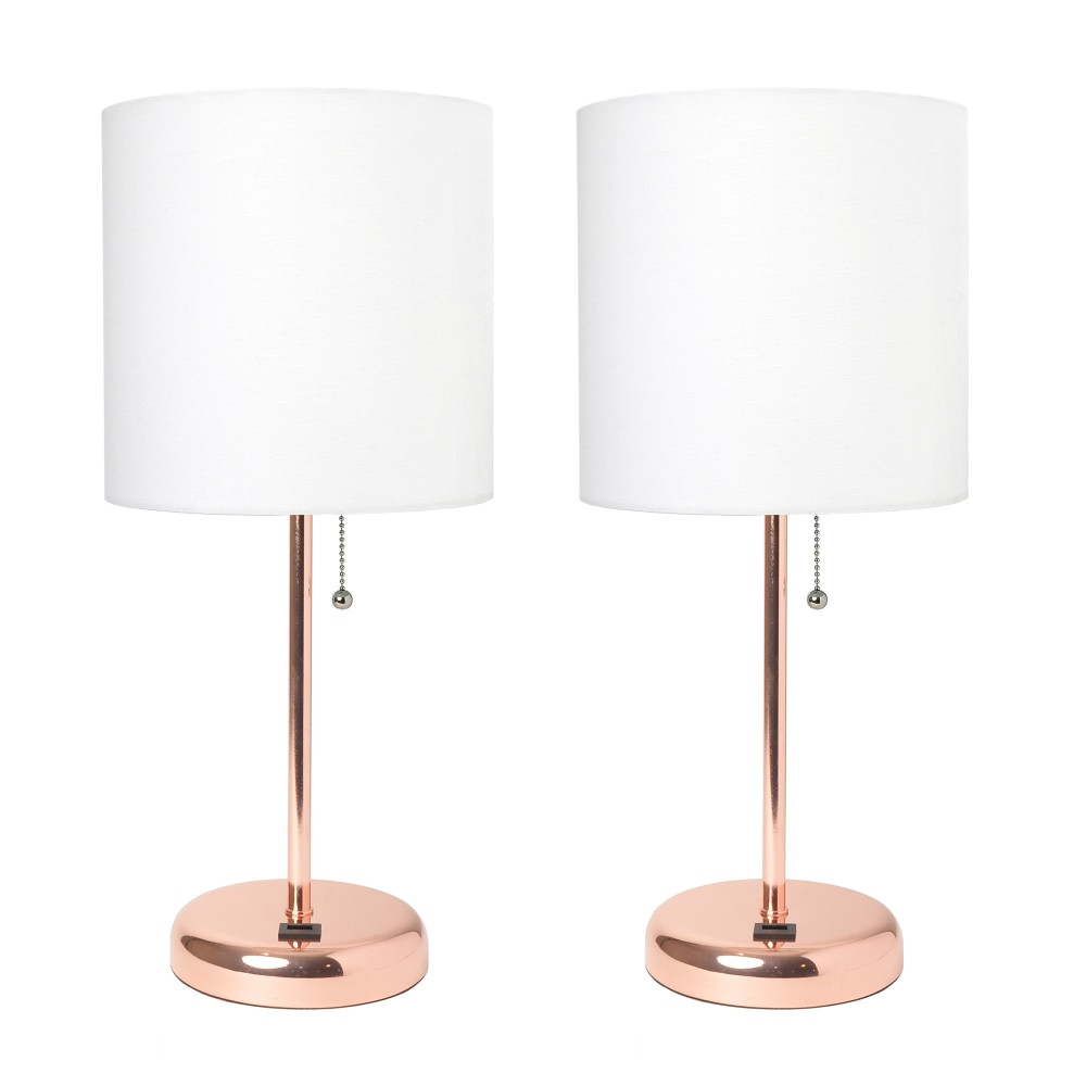 ALL THE RAGES INC LimeLights LC2002-RGD-2PK  Stick Lamps, 19-1/2inH, White Shade/Rose Gold Base, Set Of 2 Lamps