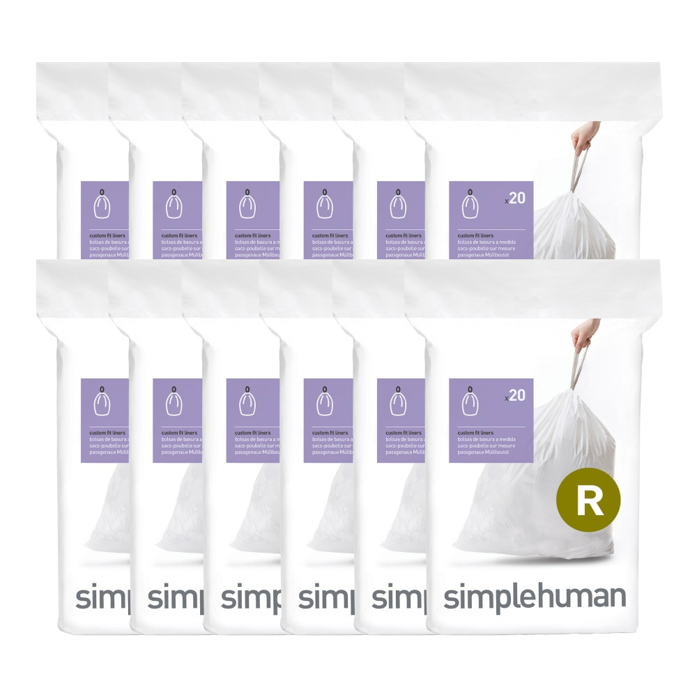 SIMPLEHUMAN LLC simplehuman CW0253  Custom Fit Can Liners, R, 10L/2.6G, White, Pack Of 240