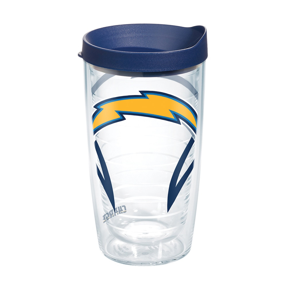 TERVIS TUMBLER COMPANY Tervis 1291710  NFL Tumbler With Lid, 16 Oz, Los Angeles Chargers, Clear