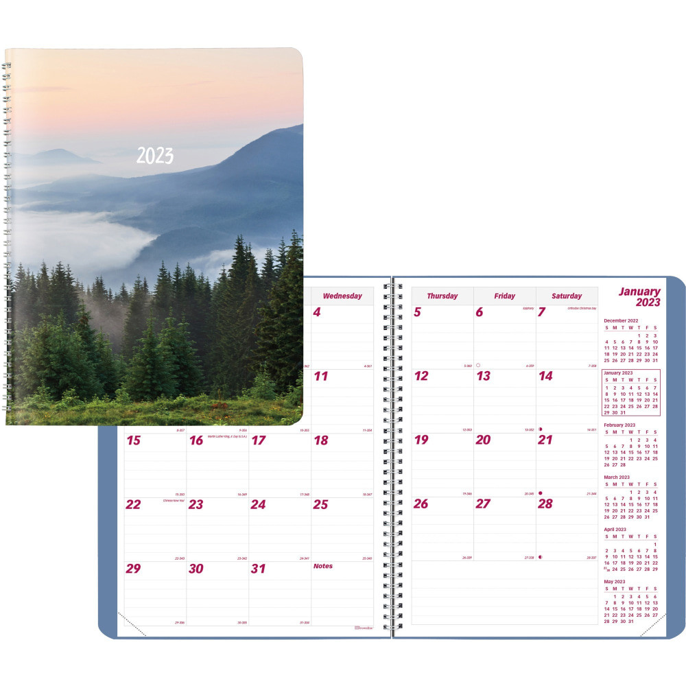 REDIFORM, INC. CB1262G03 Brownline Mountain Monthly 2023 Planner - Monthly - 14 Month - December 2024 - January 2026 - Twin Wire - Natures Hues - 11in Height x 8.5in Width - Ruled Daily Block, Reminder Section, Notes Area, Six Month Reference - 1 Eac