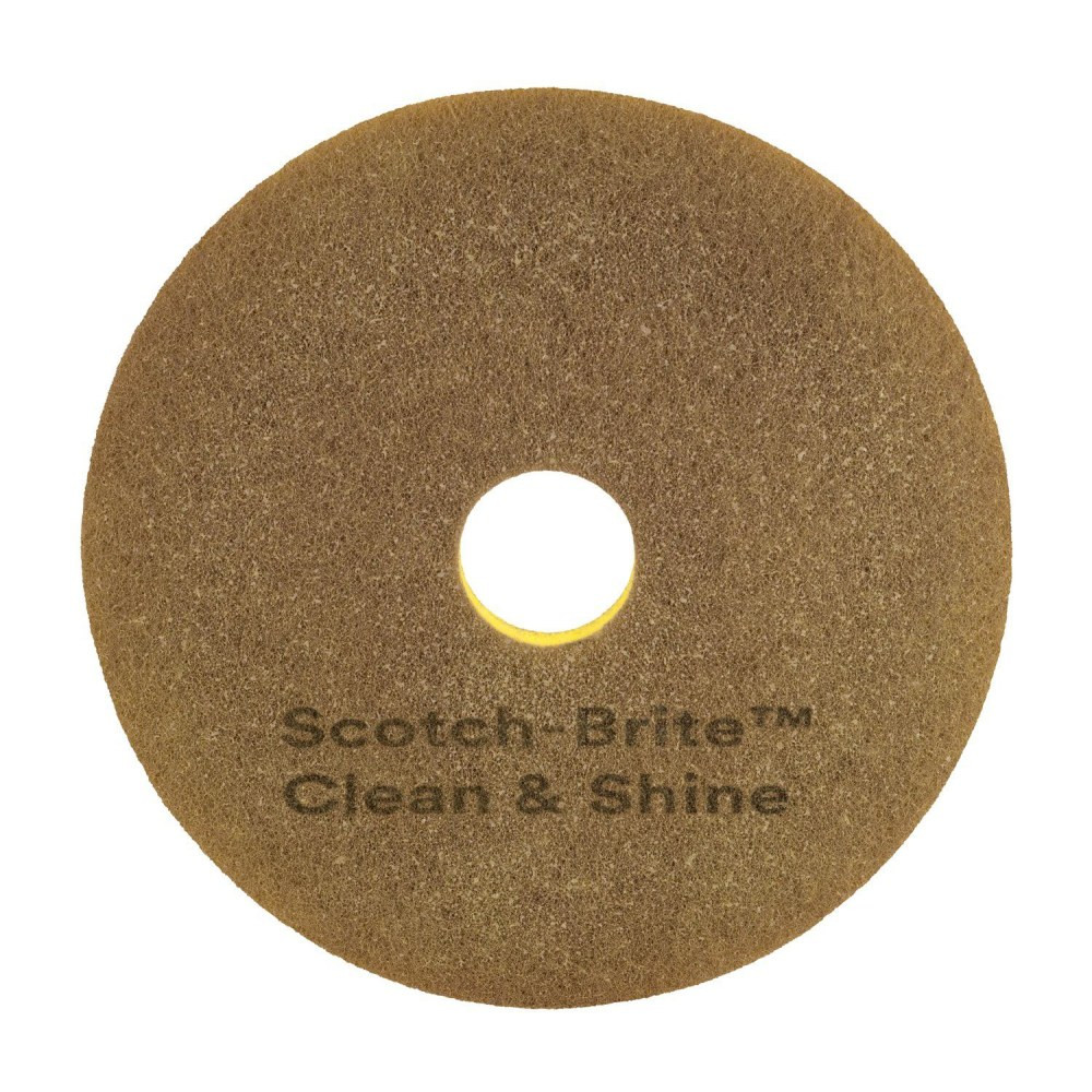 3M CO Scotch-Brite 09548  Clean & Shine Floor Pads, 14in, Yellow/Gold, Case Of 5