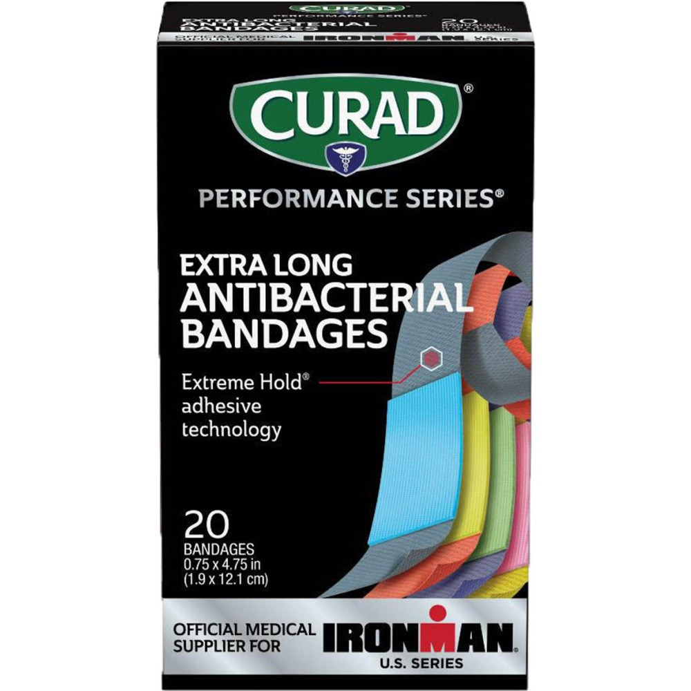 MEDLINE INDUSTRIES, INC. Curad CURIM5019  IRONMAN Performance Series Antibacterial Bandages, 3/4in x 4in, Pack Of 480 Bandages