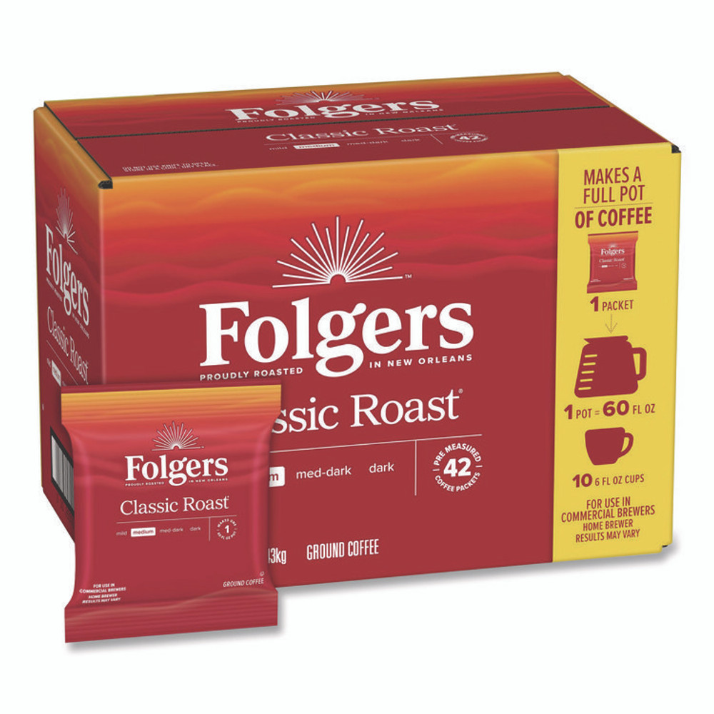 KEURIG DR PEPPER Folgers® 20457 Classic Roast Ground Coffee Fraction Pack, 1.2 oz Packets, 42/Carton