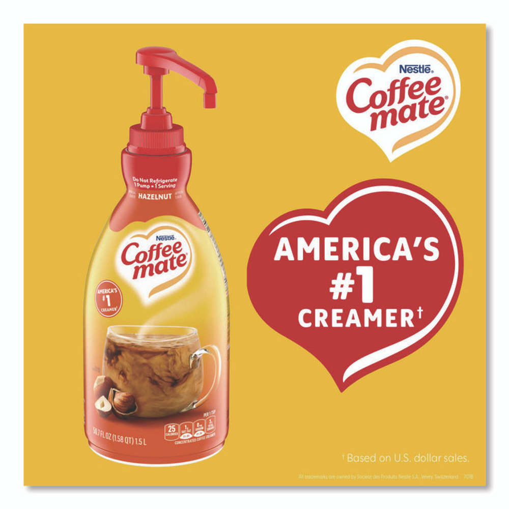NESTLE Coffee mate® 31831 Liquid Coffee Creamer, Hazelnut, 1.5 L Pump Bottle