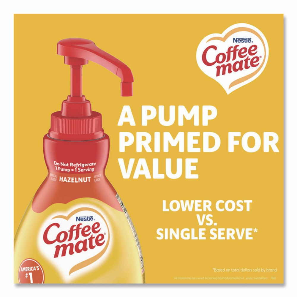 NESTLE Coffee mate® 31831 Liquid Coffee Creamer, Hazelnut, 1.5 L Pump Bottle