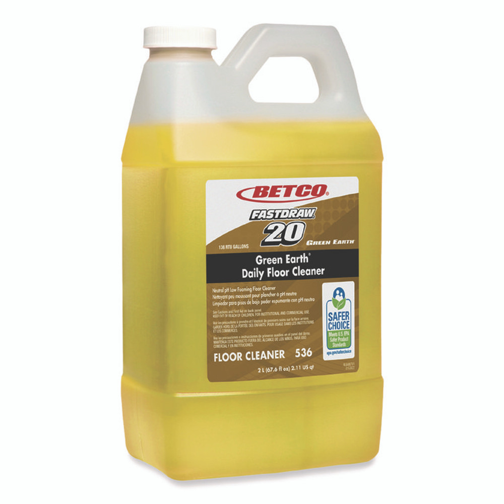 BETCO CORPORATION 5364700 Green Earth Daily FastDraw Floor Cleaner, 2 L Bottle, Unscented, 4/Carton