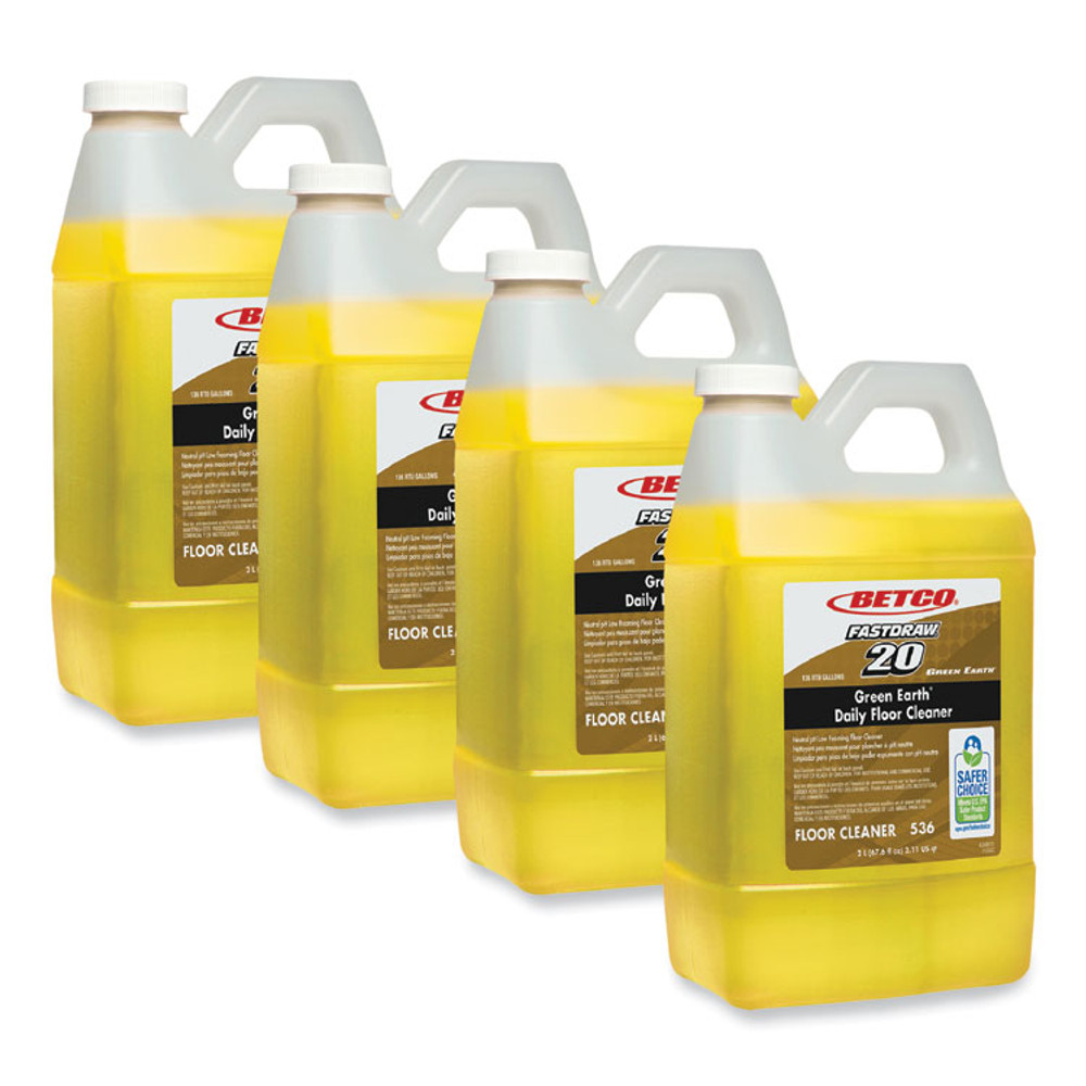 BETCO CORPORATION 5364700 Green Earth Daily FastDraw Floor Cleaner, 2 L Bottle, Unscented, 4/Carton