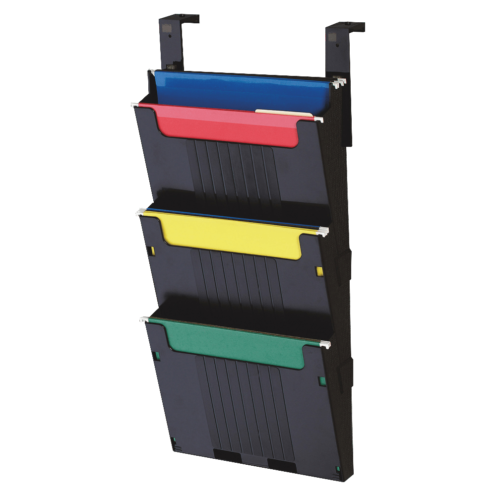 DEFLECT-O CORPORATION Deflecto OPS104  3-Pocket Partition Pocket System, 25inH x 12-5/8inW x 3-15/16inD, Black