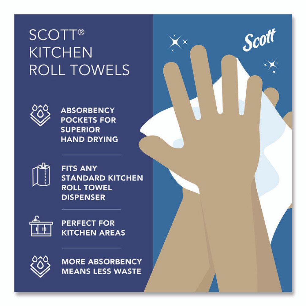 KIMBERLY-CLARK PROFESSIONAL Scott® 41482 Kitchen Roll Towels, 1-Ply, 11 x 8.75, White, 128/Roll, 20 Rolls/Carton