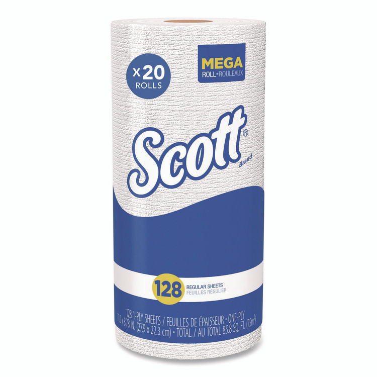 KIMBERLY-CLARK PROFESSIONAL Scott® 41482 Kitchen Roll Towels, 1-Ply, 11 x 8.75, White, 128/Roll, 20 Rolls/Carton