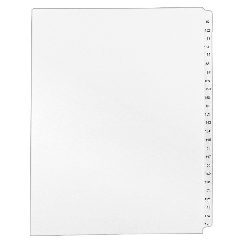 AVERY PRODUCTS CORPORATION 82189 Avery Allstate-Style Collated Legal Exhibit Dividers, 151-175, Side Tab, 8 1/2in x 11in, White Dividers/White Tabs, Pack Of 25 Tabs