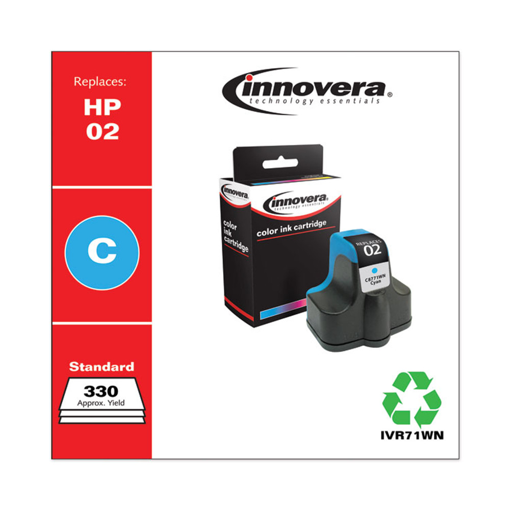 INNOVERA 71WN Remanufactured Cyan Ink, Replacement for 02 (C8771WN), 400 Page-Yield