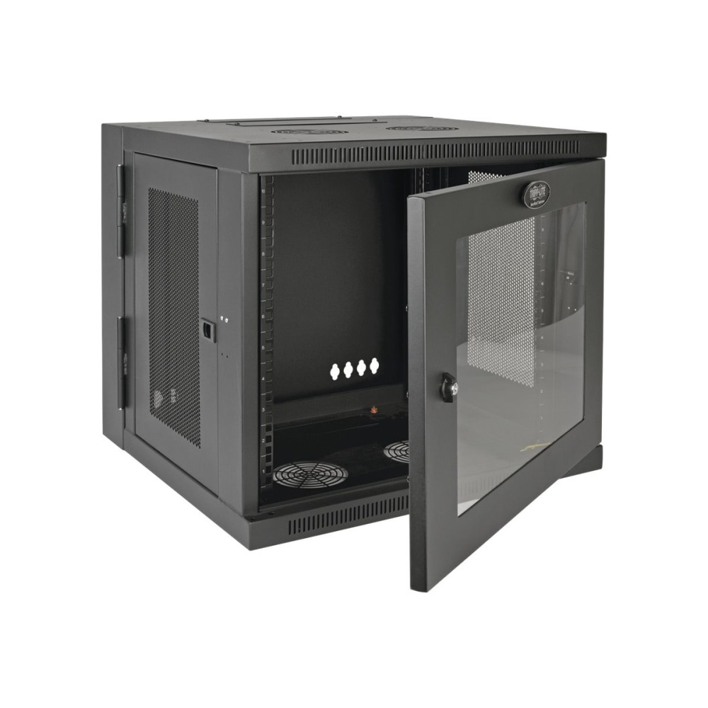 TRIPP LITE SRW10USG  SmartRack 10U Low-Profile Switch-Depth Wall-Mount Small Rack Enclosure Clear Acrylic Window Hinged Back - For LAN Switch - 10U Rack Height - Wall Mountable - Black - Plexiglass - 200 lb Maximum Weight Capacity