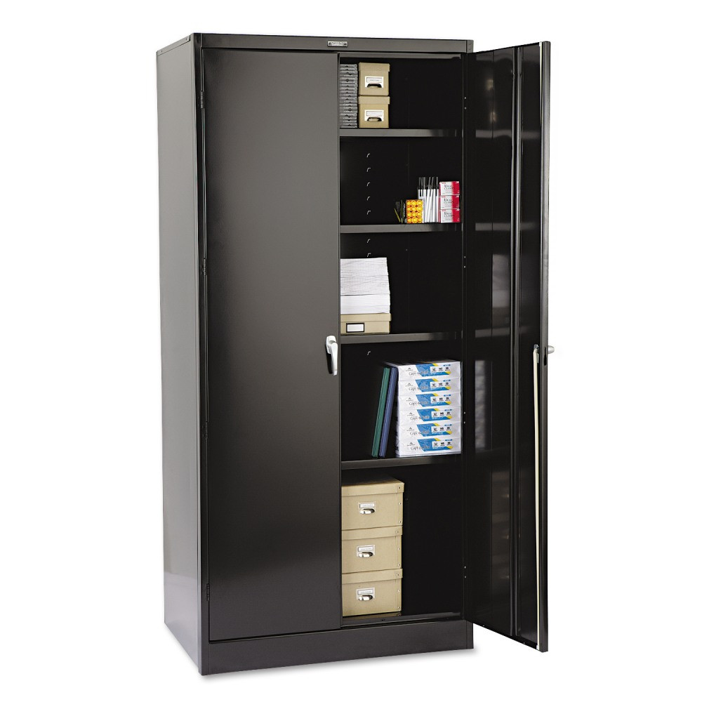 TENNSCO CORP 2470BK Tennsco Deluxe Steel Storage Cabinet, 4 Adjustable Shelves, 78inH x 36inW x 24inD, Black