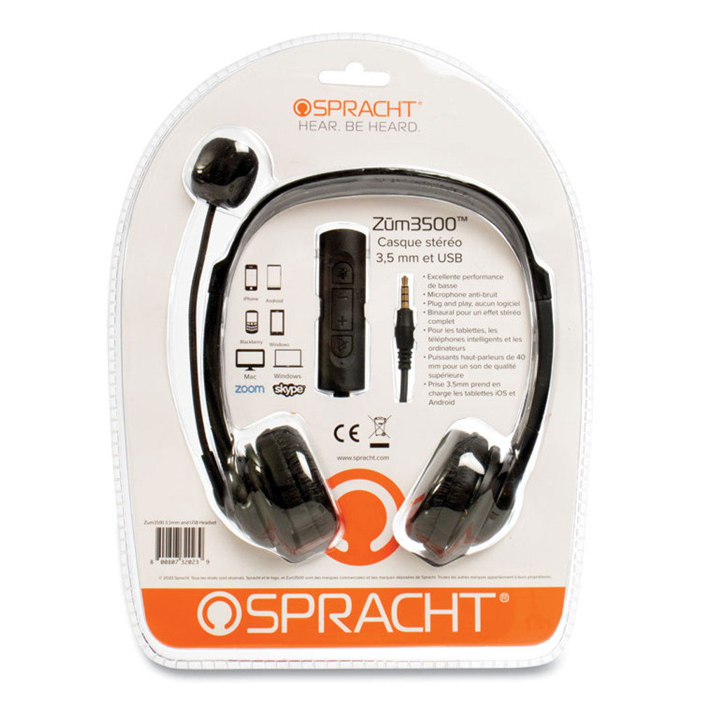SPRACHT ZUM3500 ZuM3500 Binaural Over The Head USB Headset, Black