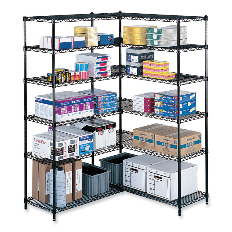SAFCO PRODUCTS 5290BL Industrial Extra Shelf Pack, 36w x 24d x 1.5h, Steel, Black, 2/Pack