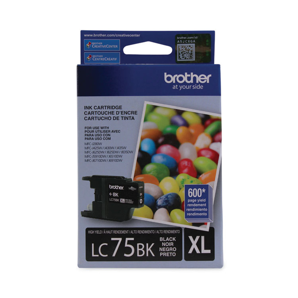 BROTHER INTL. CORP. LC75BK LC75BK Innobella High-Yield Ink, 600 Page-Yield, Black