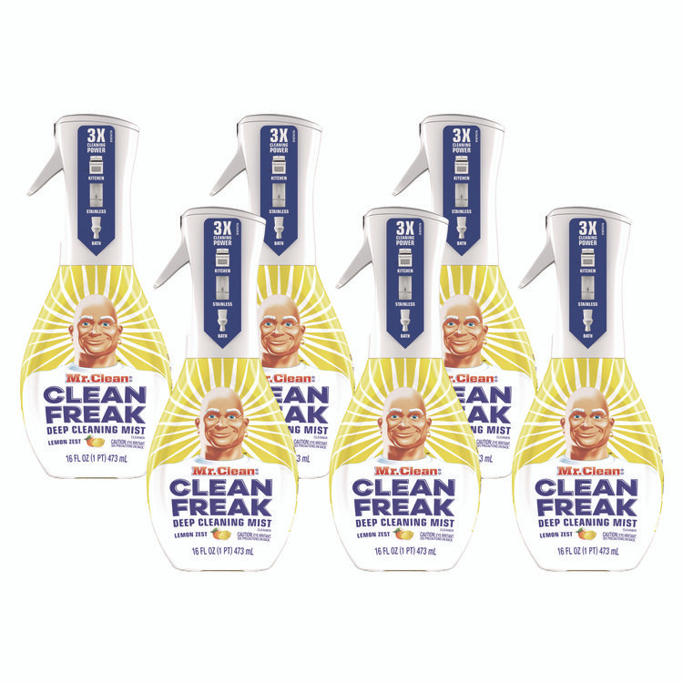 PROCTER & GAMBLE Mr. Clean® 79129 Clean Freak Deep Cleaning Mist Multi-Surface Spray, Lemon, 16 oz Spray Bottle, 6/Carton