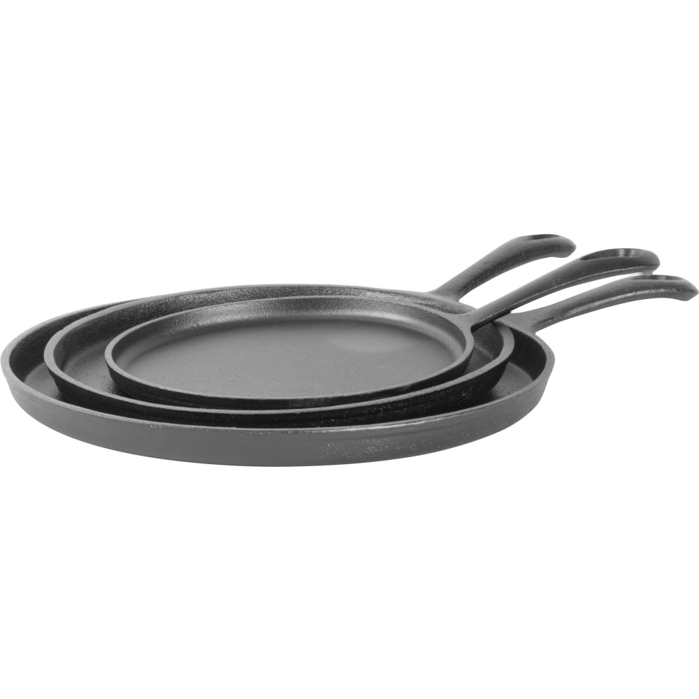 W APPLIANCE COMPANY LLC CHCI81012 Commercial Chef 3-Piece Cast Iron Griddle Pan Set, Black