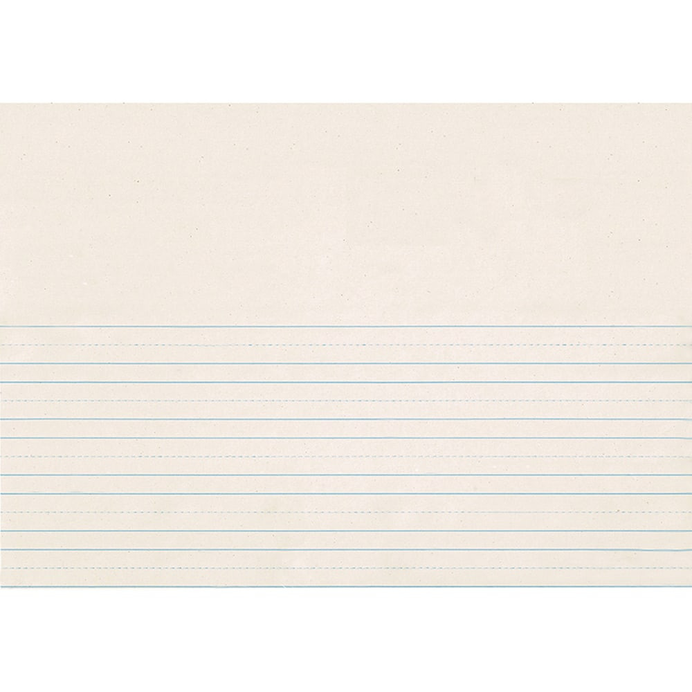 Help students write and illustrate their own stories with a pack of Pacon Newsprint Handwriting Paper. The unique picture story space gives students room to draw, and the lined sheets allow for neat storytelling.  Designed to help students build a solid foundation for students to write legibly.  Great for helping students write and draw stories.  Pages are 7/8in ruled on both sides with 7/16in blue dotted midline and 7/16in skip space.  Includes a 5-1/2in picture story space at the top of each sheet.  Each pack includes 500 sheets.
