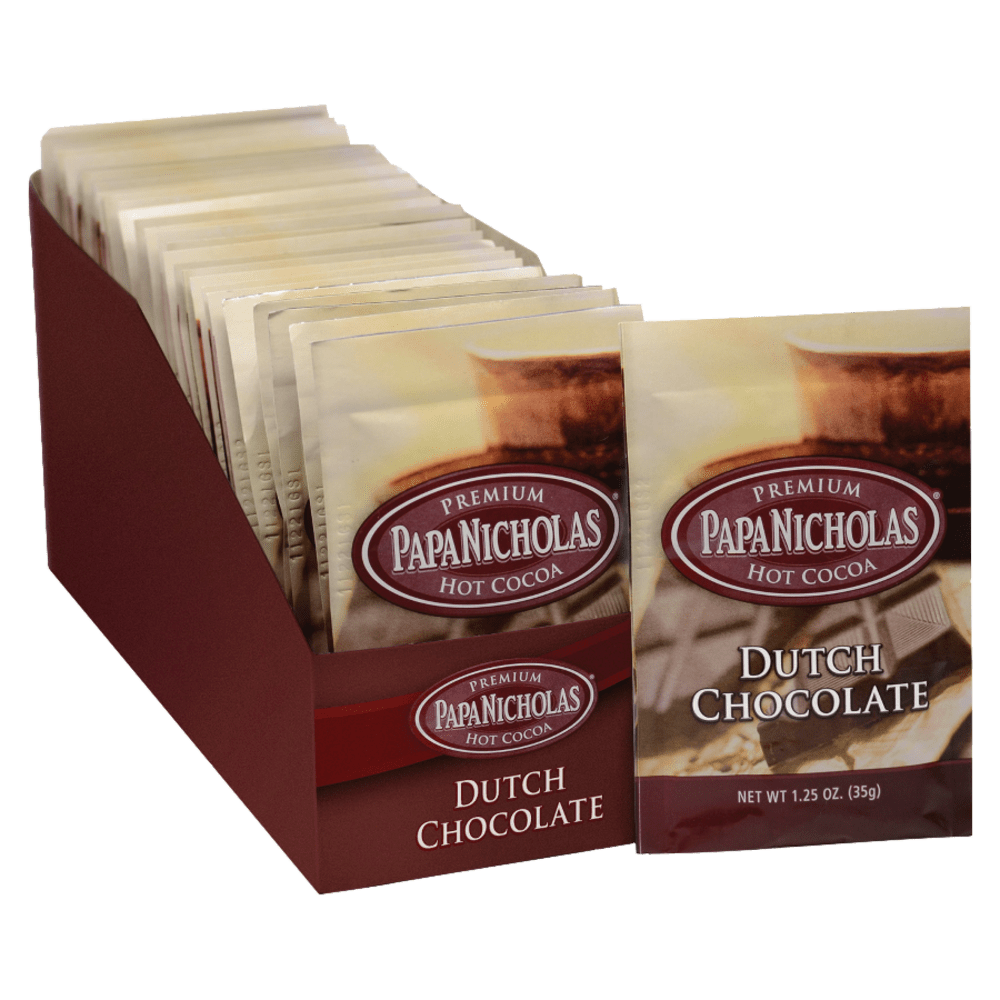 PAPANICHOLAS COFFEE CO 79224 PapaNicholas Coffee Premium Dutch Chocolate Hot Cocoa, 1.25 Oz, Pack Of 24
