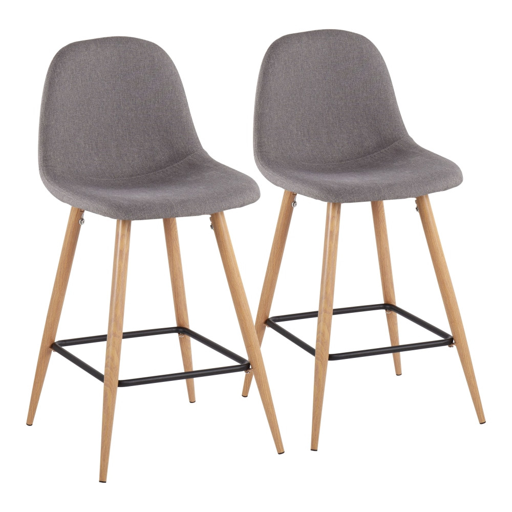 LUMISOURCE, LLC B24-PEB NACHAR2 LumiSource Pebble Counter Stools, Natural/Charcoal, Set Of 2 Stools