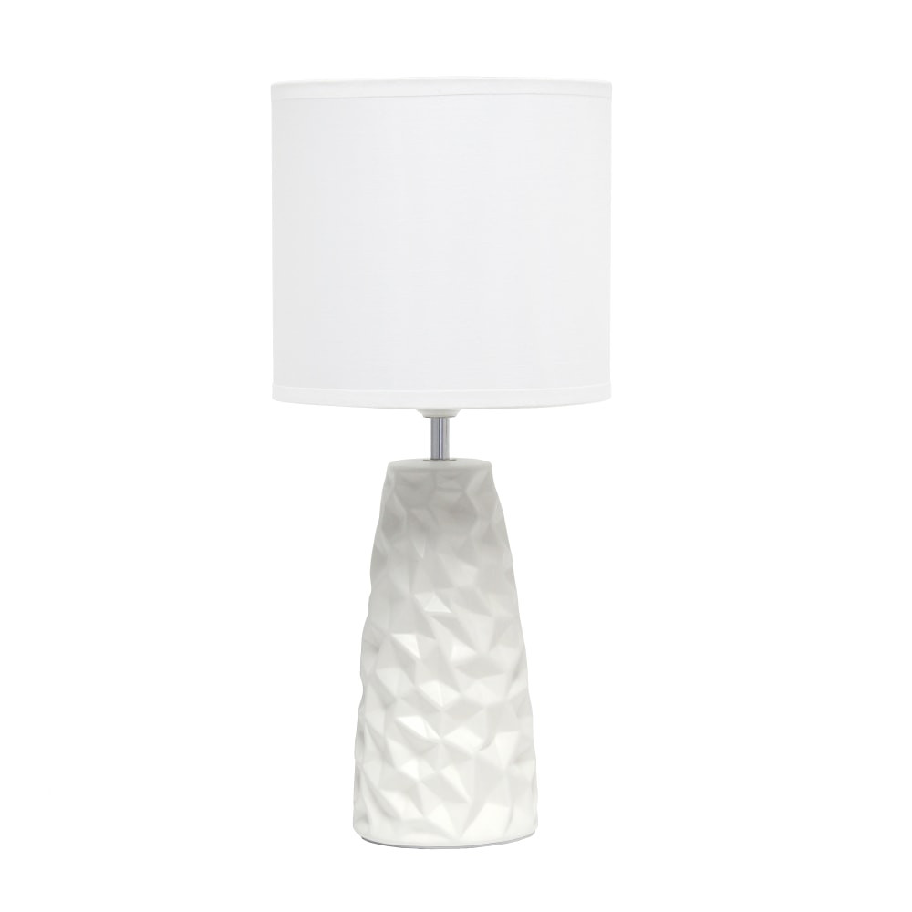 ALL THE RAGES INC Simple Designs LT2083-OFF  Sculpted Ceramic Table Lamp, 17-1/2inH, Off-White Shade/Off-White Base