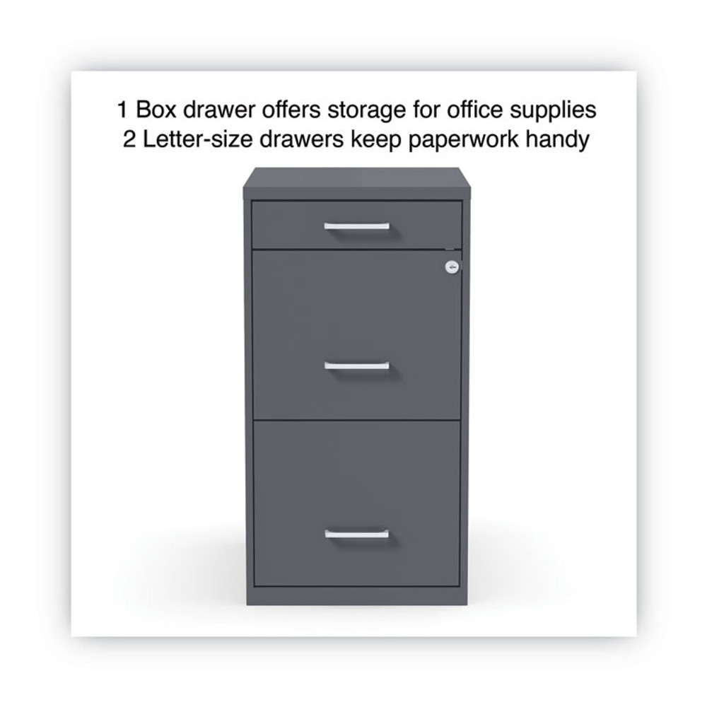 ALERA SVF1827CH Soho Vertical File Cabinet, 3 Drawers: Pencil/File/File, Letter, Charcoal, 14" x 18" x 26.9"