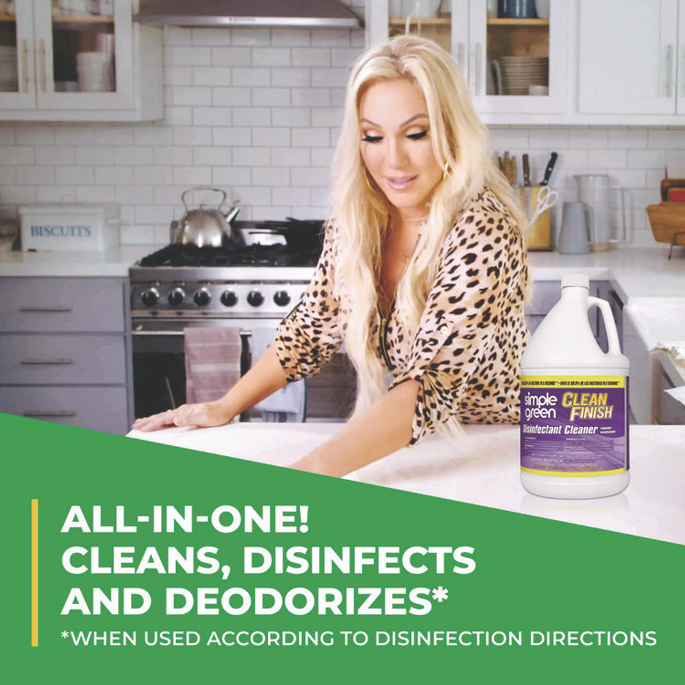SUNSHINE MAKERS, INC. Simple Green® 01128 Clean Finish Disinfectant Cleaner, Herbal, 1 gal Bottle, 4/Carton