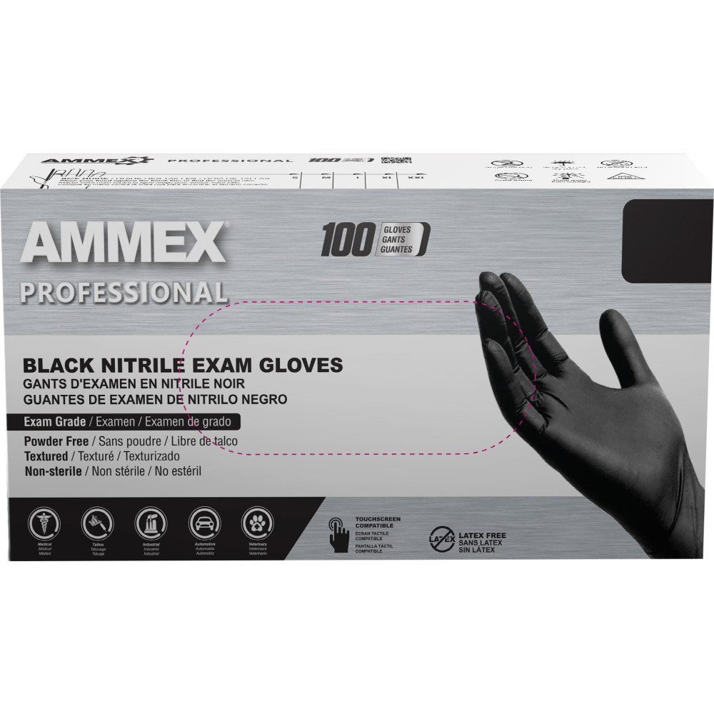 AMMEX CORPORATION ABNPF48100 AMMEX Professional Black Nitrile Powder Free Exam X-Large Gloves