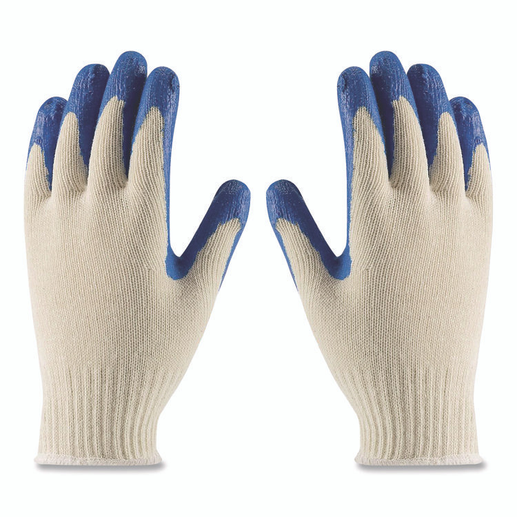 PROTECTIVE INDUSTRIAL PRODUCTS INC PIP 39C122L Seamless Knit Cotton/Polyester Gloves, EN388: 2011, Large, Natural/Blue, 12 Pairs