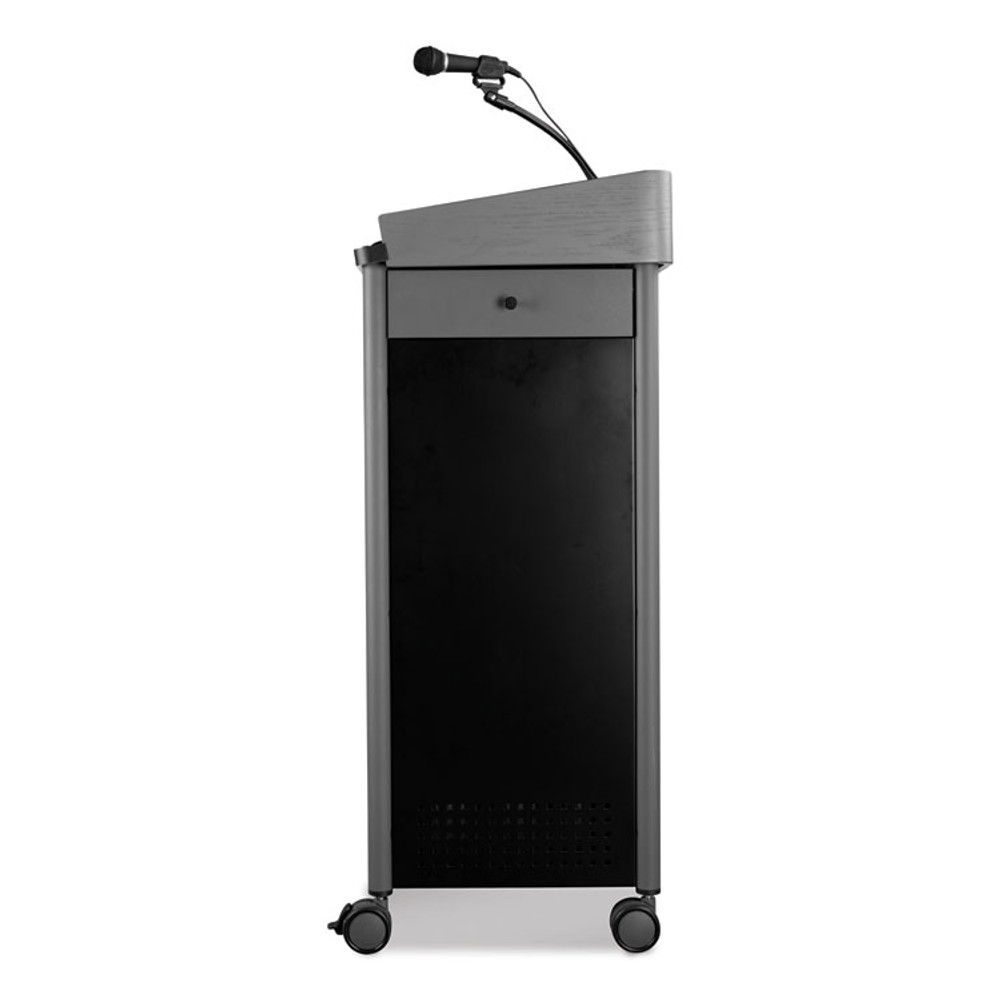 NATIONAL PUBLIC SEATING Oklahoma Sound® GSLS Greystone Lectern with Sound, 23.5 x 19.25 x 45.5, Charcoal Gray