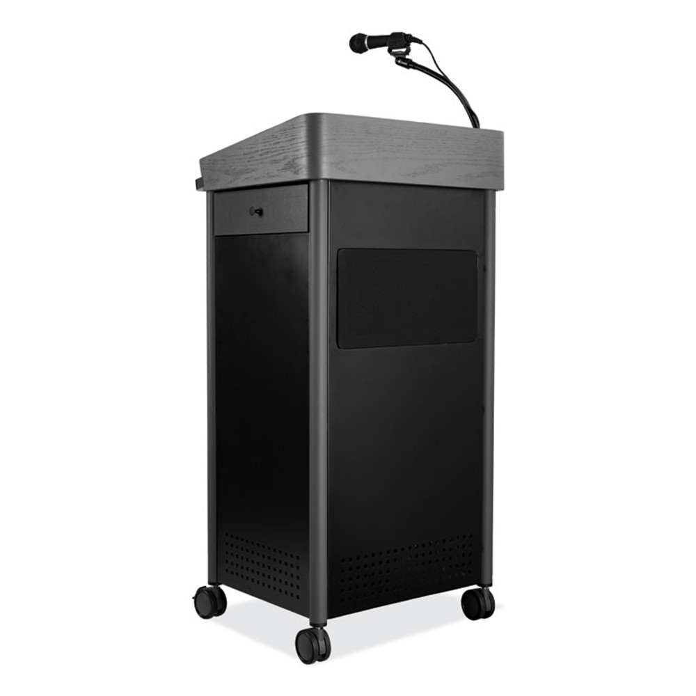 NATIONAL PUBLIC SEATING Oklahoma Sound® GSLS Greystone Lectern with Sound, 23.5 x 19.25 x 45.5, Charcoal Gray