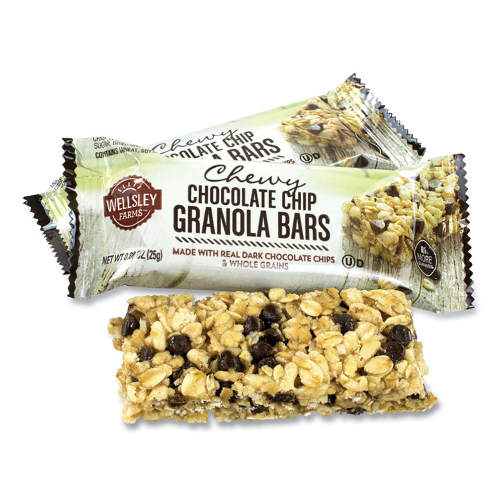 BJS WHOLESALE CLUB Wellsley Farms™ 22000538 Chewy Chocolate Chip Granola Bars, 0.88 oz Bar, 60 Bars/Box