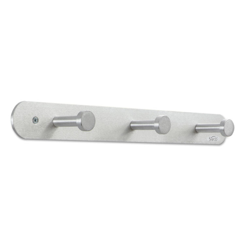 SAFCO PRODUCTS 4201 Nail Head Wall Coat Rack, Three Hooks, Metal, 18w x 2.75d x 2h, Satin
